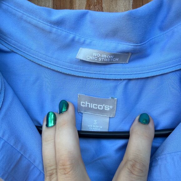 Chico’s Blue Long Sleeve Button-Up (Size 3) - Picture 3 of 4